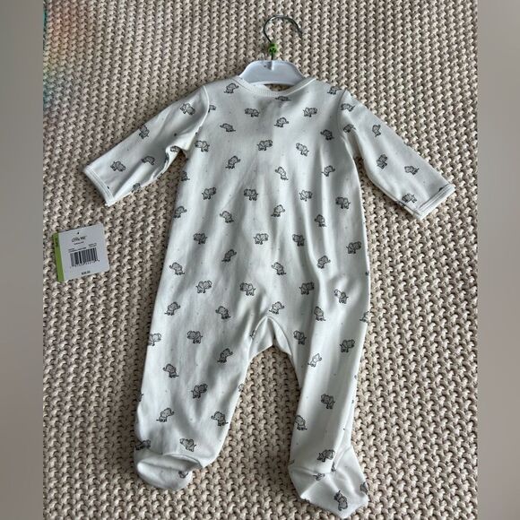 NWT Little Me Elephant Print Footie Pajamas & Hat - Picture 5 of 5